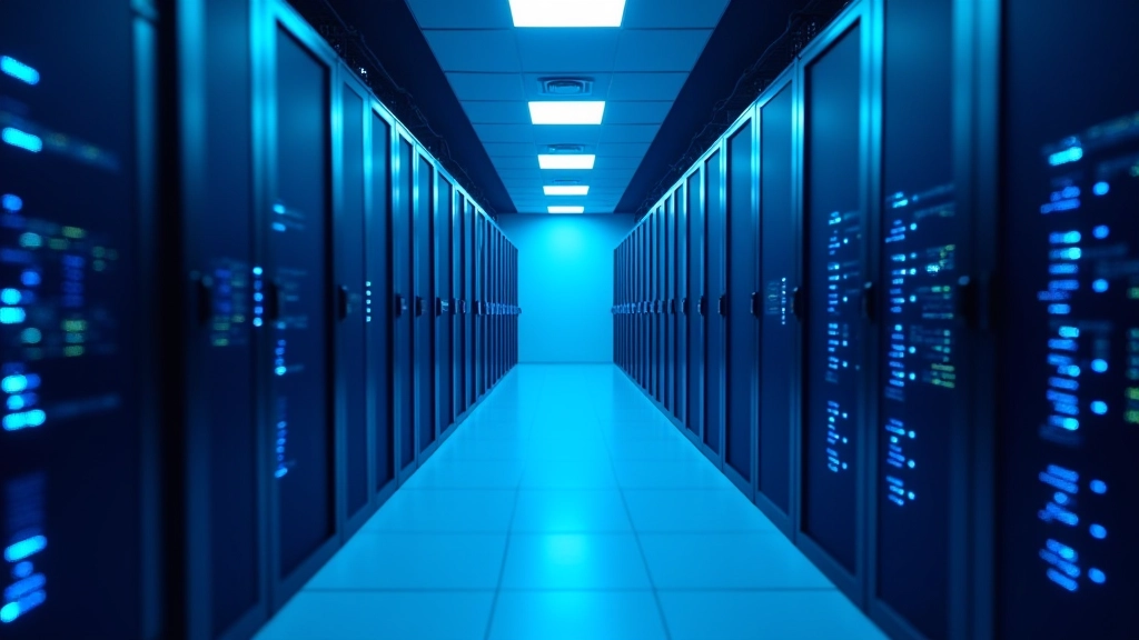 Secure server room with data infrastructure supporting financial systems