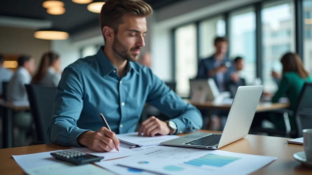 Financial professional working with tools and technology