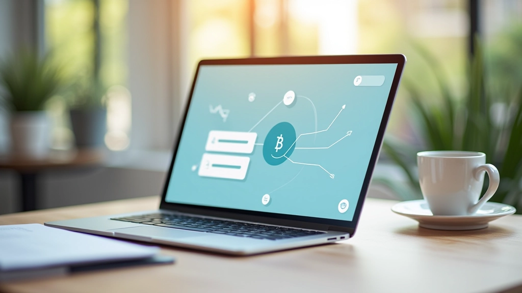 Laptop screen displaying banking chatbot interface with conversation flow and customer inquiry